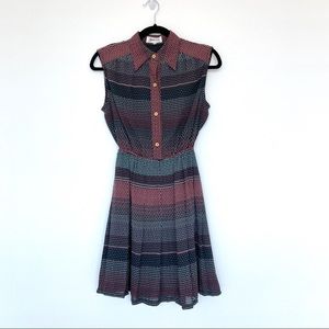 Japanese Vintage Dots Print A-Line Sleeveless Shirt Mini / Midi Dress.